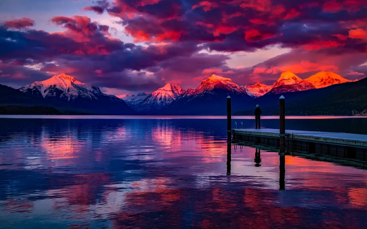 Scenic view of majestic mountains and pristine lakes in Glacier National Park