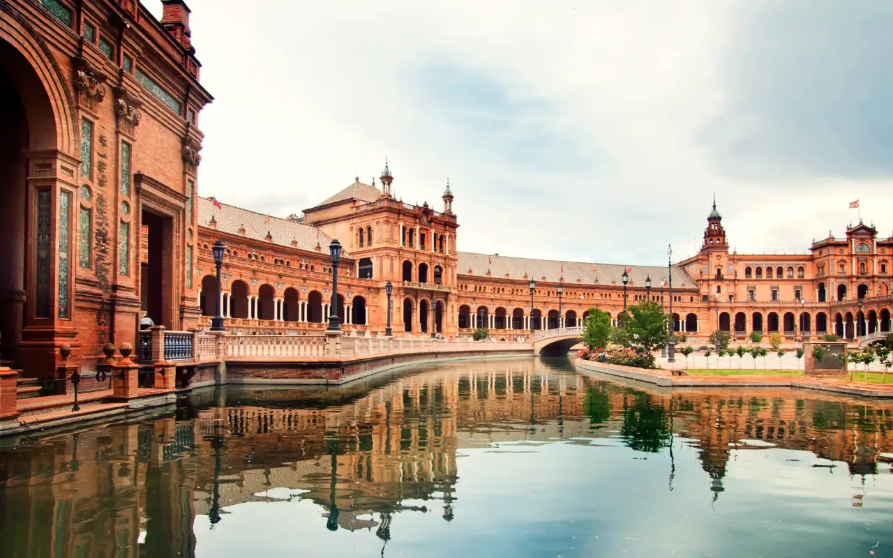 Panoramic view of the historic cityscape and architecture in Seville, Spain
