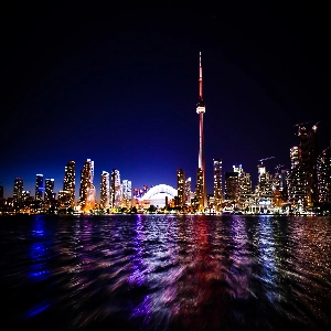 CN Tower, a tall, iconic observation tower in Toronto, Canada