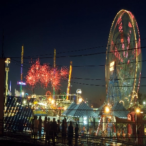 Picture of the vibrant Coney Island with its iconic amusement park attractions and bustling boardwalk.