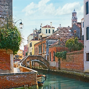 Aerial view one of the most popular things to do in Venice, exploring the picturesque Dorsoduro district of Venice with its historic architecture and winding canals