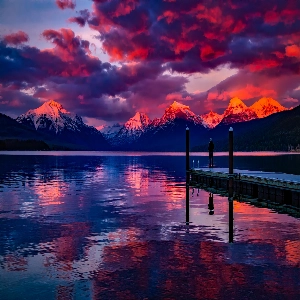 Scenic view of majestic mountains and pristine lakes in Glacier National Park