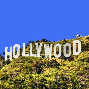 Scenic view of the iconic Hollywood Sign on Mount Lee in Los Angeles, California