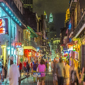A vibrant cityscape of New Orleans with its iconic architecture, lively music scene, and cultural diversity.