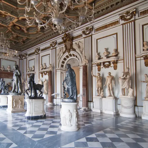 View of the exterior of the Capitoline Museums, a collection of art and archaeological museums in Rome, Italy