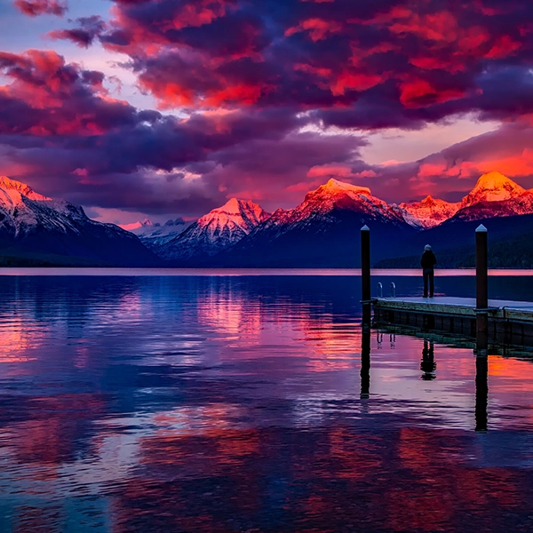 Scenic view of majestic mountains and pristine lakes in Glacier National Park