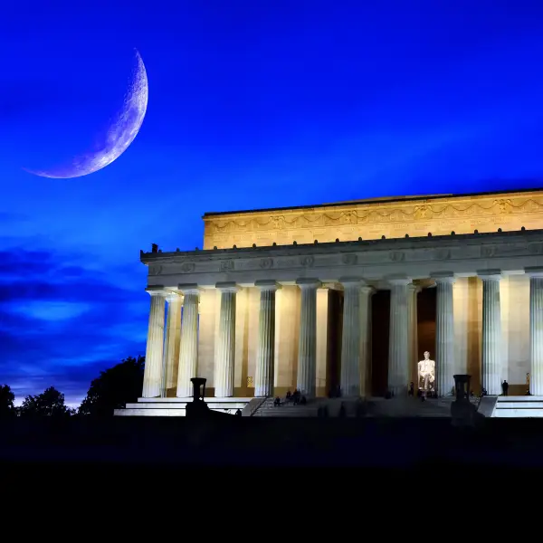Visitors exploring the majestic Lincoln Memorial, a grand monument dedicated to Abraham Lincoln in Washington D.C.