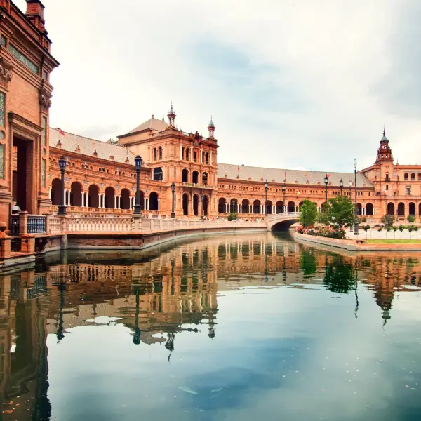 Panoramic view of the historic cityscape and architecture in Seville, Spain